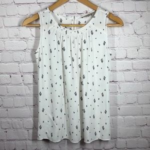 Loft Petites Women's Sleeveless Single Button Sheer Blouse Sze XXSP White/ Black